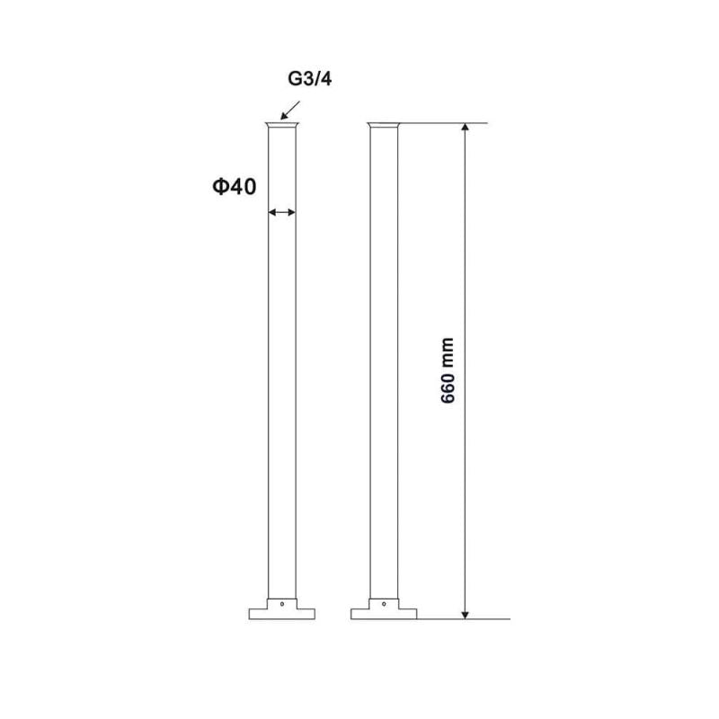 Arroll Freestanding Bath Chrome Pipe Shrouds Fixed technical drawing