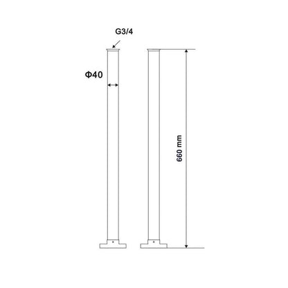 Arroll Freestanding Bath Chrome Pipe Shrouds Fixed technical drawing