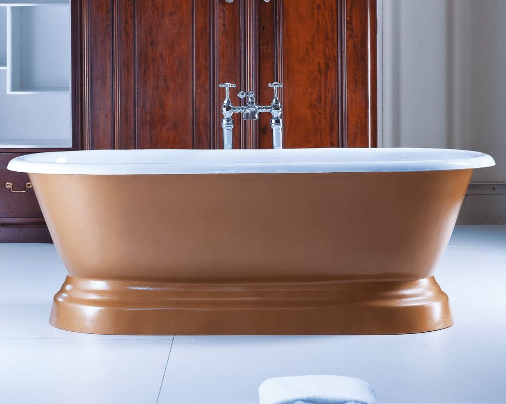 Arroll The CHAUMONT Cast Iron Freestanding Roll Top Bath 1700mm with plinth in brown