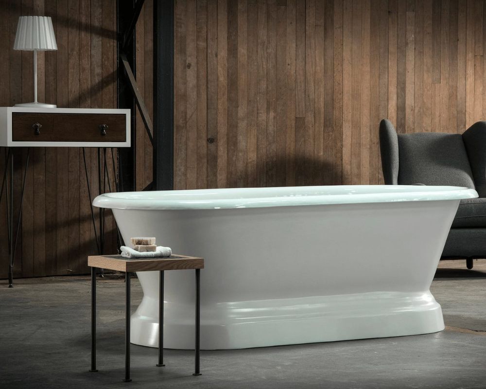 Arroll The CHAUMONT Cast Iron Freestanding Roll Top Bath 1700mm with plinth in white