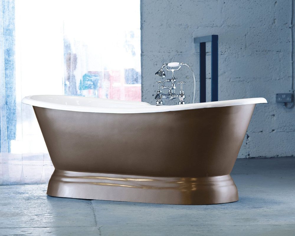 Arroll The Versailles Cast Iron Freestanding Roll Top Bath 1800mm with plinth in brown