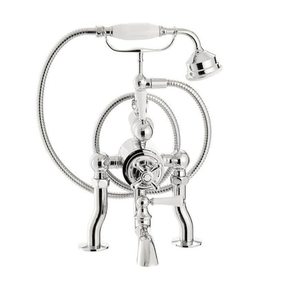 Arroll Traditional Chrome Bath Shower Mixer Set with Ceramic Handles