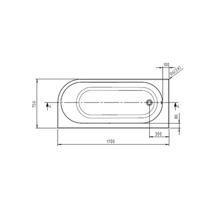 BC Designs Ancorner Shower Bath 1700 drawing