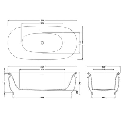 BC Designs Aston Bath 1720 technical drawing