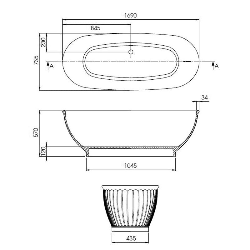 BC Designs Casini Bath 1680