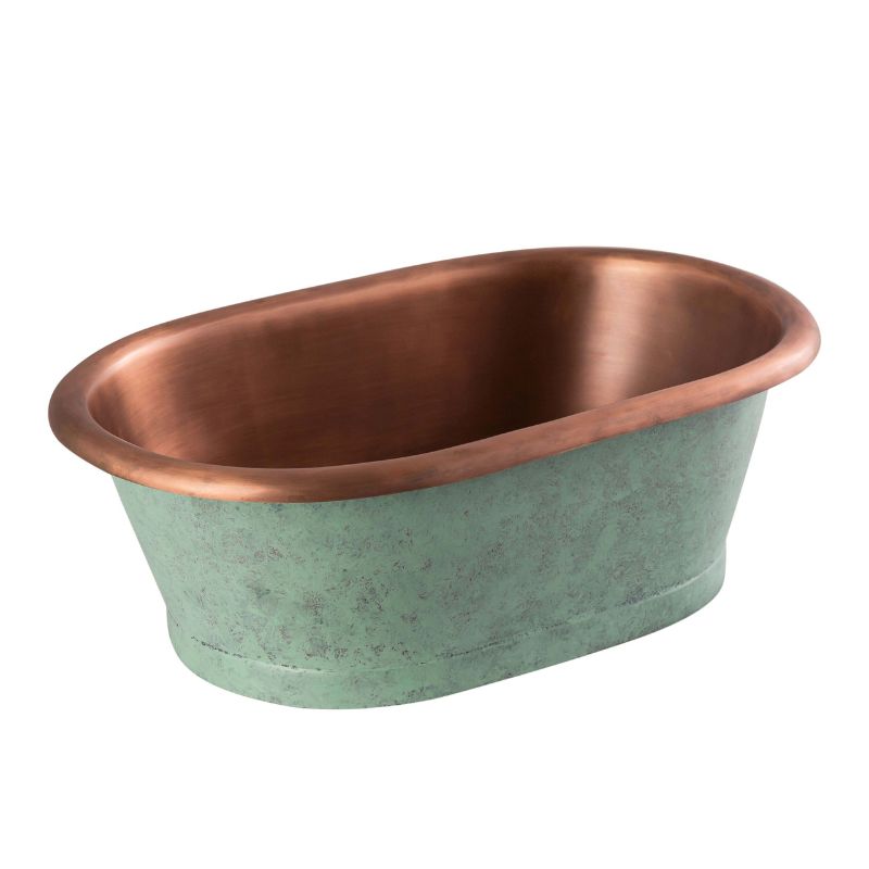 BC Designs Contemporary Countertop Copper Basin in green exterior and antique copper interior