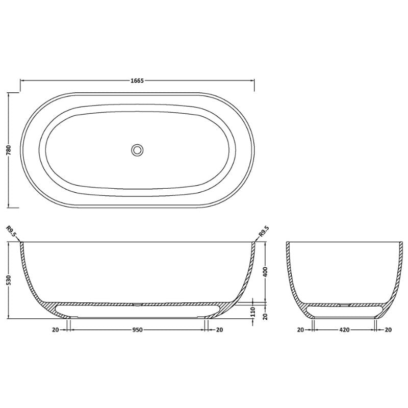 BC Designs Crea Bath 1665 technical drawing