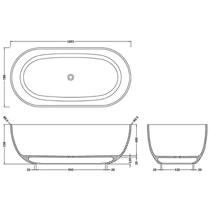 BC Designs Crea Bath 1665 technical drawing