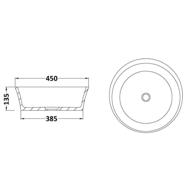 BC Designs Delicata Basin technical drawing