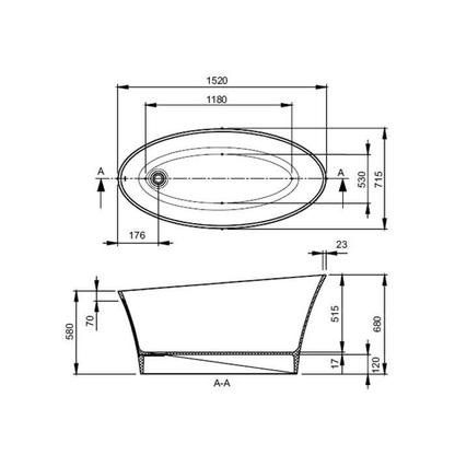 BC Designs Delicata Bath 1520 technical drawing