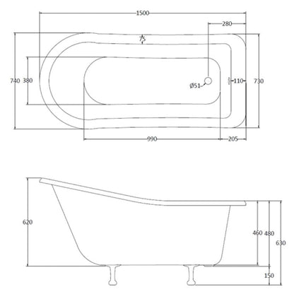 BC Designs Fordham Bath 1500 technical drawing