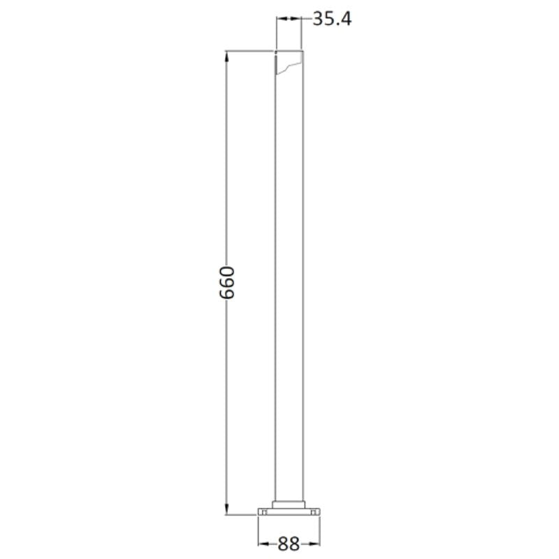 BC Designs Freestanding Legs for Bath Shower Mixer technical drawing