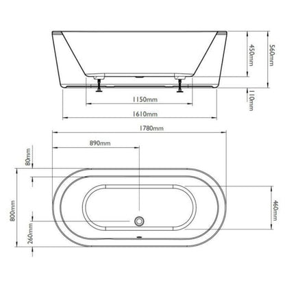 BC Designs Plazia Bath 1780 technical drawing