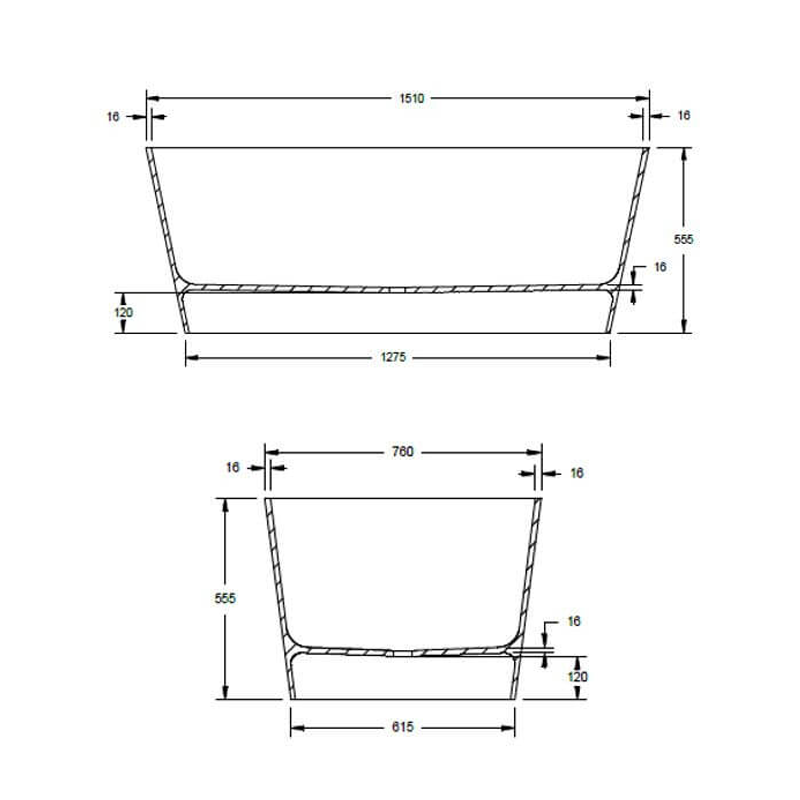 BC Designs Sorpressa Bath 1510 technical drawing