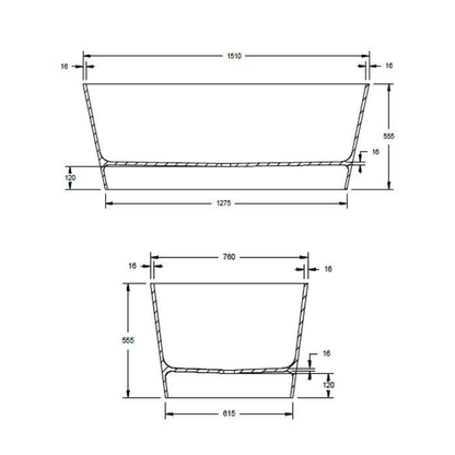 BC Designs Sorpressa Bath 1510 technical drawing