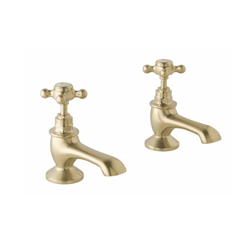 BC Designs Victrion Crosshead Bath Pillar Taps in gold