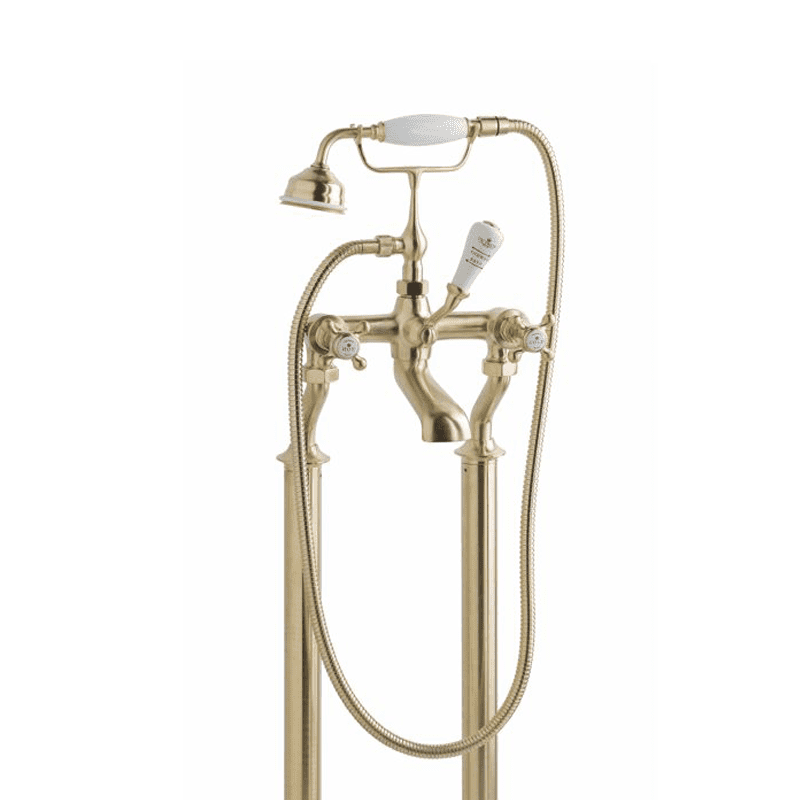 BC Designs Victrion Crosshead Deck Mounted Bath Shower Mixer in gold