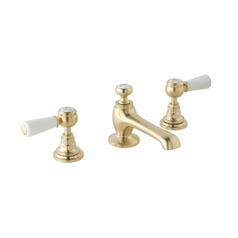 BC Designs Victrion Lever 3 Hole Basin Mixer in gold