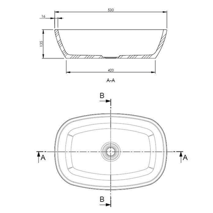 BC Designs Vive Basin 530 technical drawing