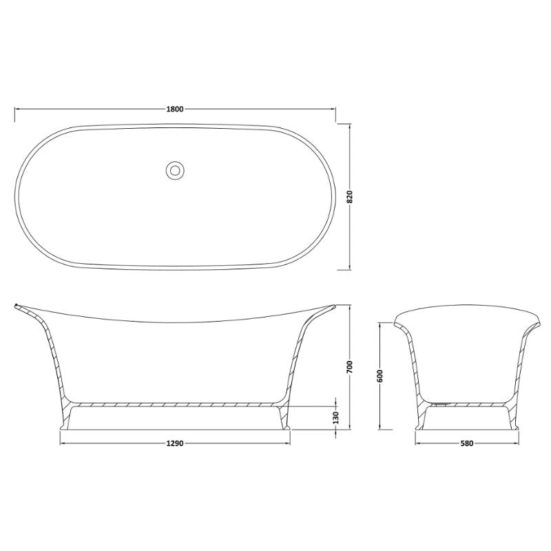 BC Designs Wivenhoe Bath 1800 technical drawing