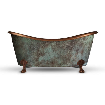 Hammered Clawfoot Copper Bathtub Antique Finish Interior & Patina Exterior 1600mm