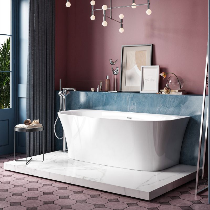 Charlotte Edwards CARME Back to Wall Bath Acrylic Gloss White 1700