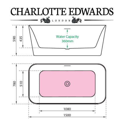 Charlotte Edwards LEDA Freestanding Bath Acrylic Gloss White 1500 Specifications