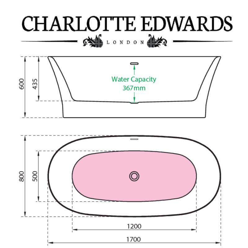 Charlotte Edwards LUNA Freestanding Bath Acrylic Gloss White Custom Colour 1700 - Bathroom Passion