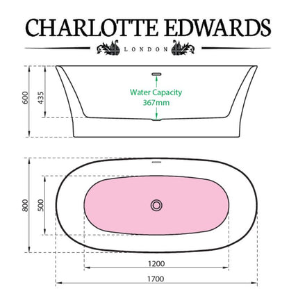 Charlotte Edwards LUNA Freestanding Bath Acrylic Gloss White Custom Colour 1700 - Bathroom Passion