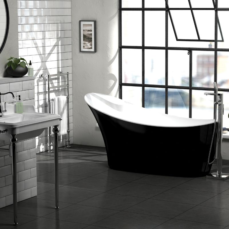 Charlotte Edwards Portobello Freestanding Bath Acrylic Gloss Black