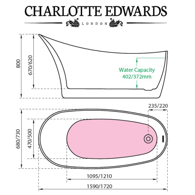 Charlotte Edwards Portobello Freestanding Bath Acrylic Specifications