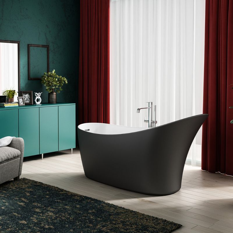 Charlotte Edwards Portobello Freestanding Bath Acrylic Matt Black