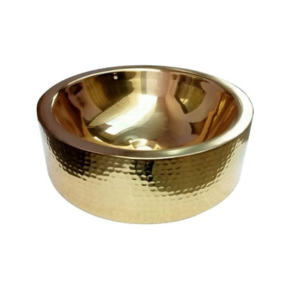 Coppersmith Creations Brass Round Basin Hammered Exterior & Smooth Interior