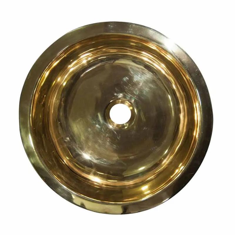 Coppersmith Creations Brass Round Basin Hammered Exterior & Smooth Interior top view