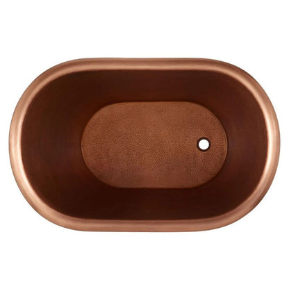 Coppersmith Creations Clawfoot Hammered Copper Bath Blue-Green Patina Soaking Tub 49-inch top view