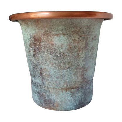 Coppersmith Creations Copper Bathtub Interior & Blue-Green Patina Exterior with Beading on Base 1700mm side view