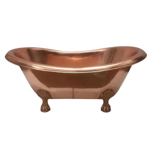 Polished copper clawfoot tub style sink featuring ornate claw feet for a touch of elegance and luxurious craftsmanship - front view