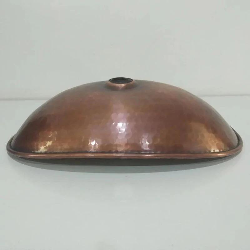 Coppersmith Creations Hammered Antique Copper Boat Basin upside down view