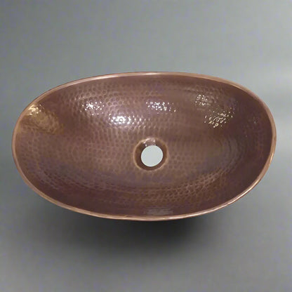 Coppersmith Creations Hammered Antique Copper Boat Basin top view