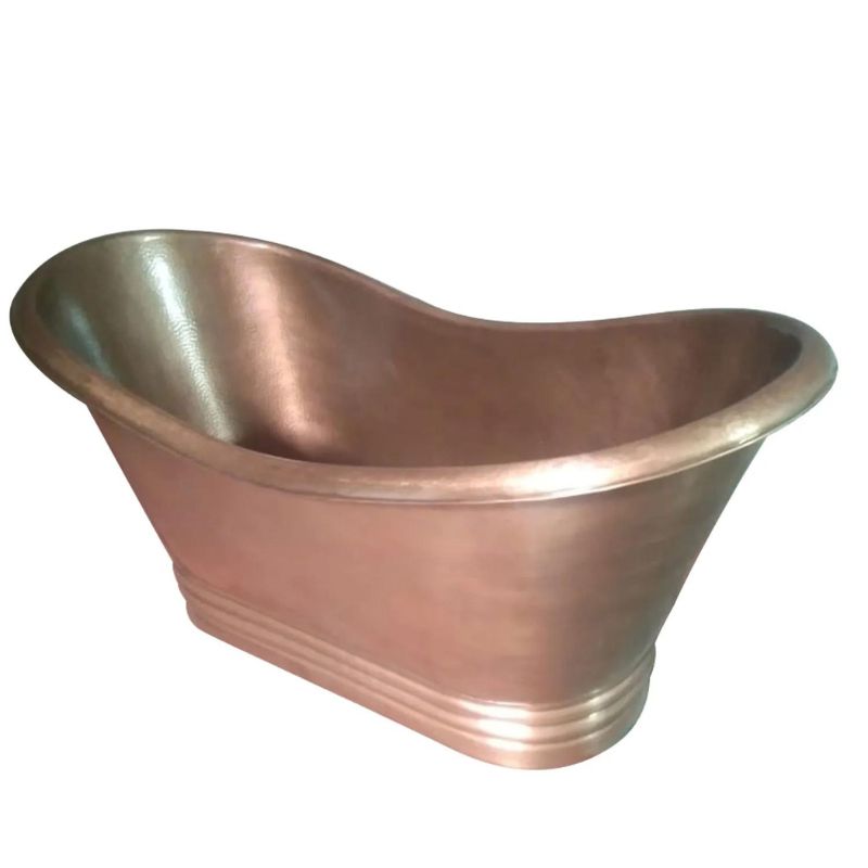 Coppersmith Creations Hammered Bath Medium Antique Finish Copper Double Slipper 1780mm angle view