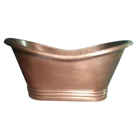 Coppersmith Creations Hammered Bath Medium Antique Finish Copper Double Slipper 1780mm front view