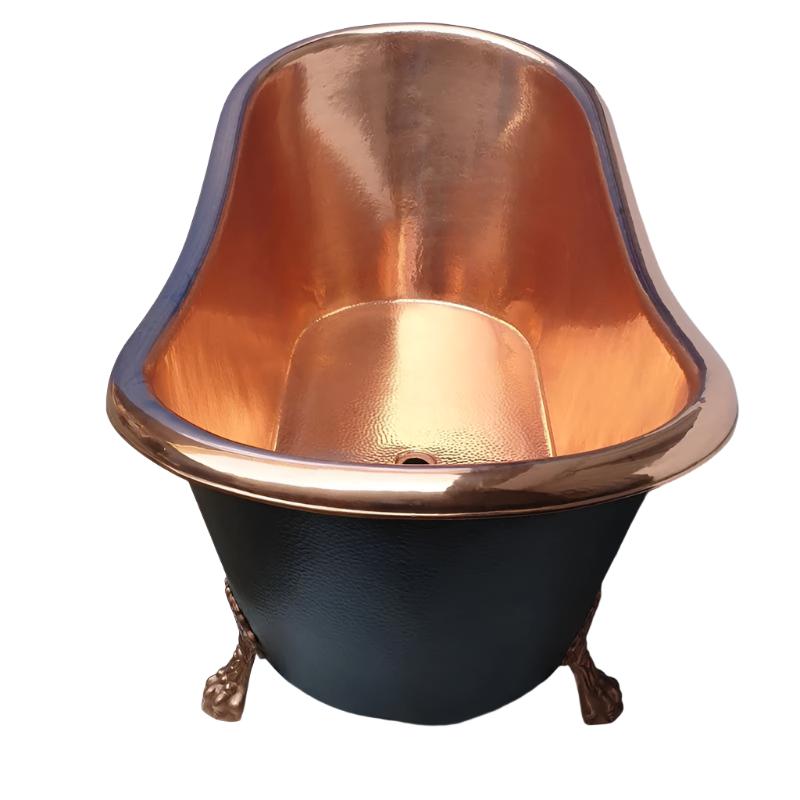 Coppersmith Creations Hammered Clawfoot Bath Copper Interior & Black Exterior 1830mm top side view