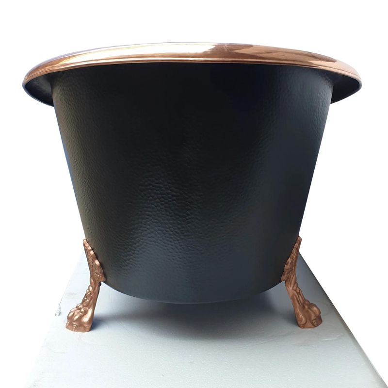 Coppersmith Creations Hammered Clawfoot Bath Copper Interior & Black Exterior 1830mm side view