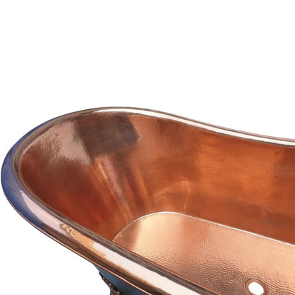 Coppersmith Creations Hammered Clawfoot Bath Copper Interior & Black Exterior 1830mm angled top view