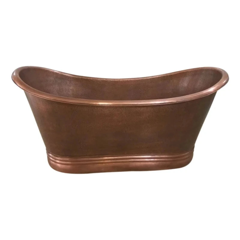 Coppersmith Creations Hammered Dark Antique Copper Bathtub Thin Rolled Edge 1800mm front view