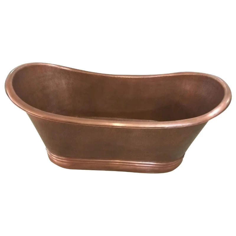 Coppersmith Creations Hammered Dark Antique Copper Bathtub Thin Rolled Edge 1800mm front view