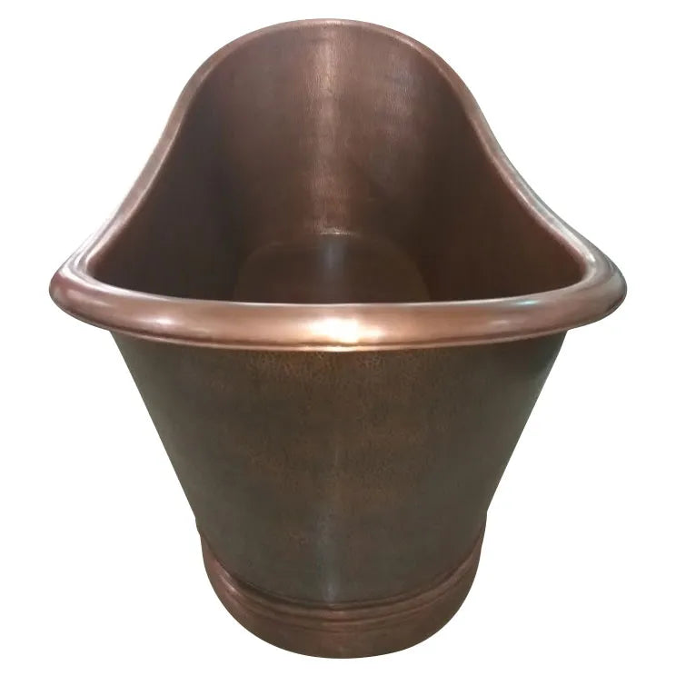 Coppersmith Creations Hammered Dark Antique Copper Bathtub Thin Rolled Edge 1800mm side view