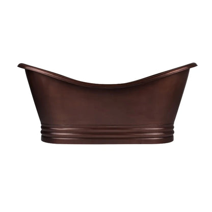 Coppersmith Creations Hammered Dark Copper Double Slipper Bathtub 1800mm front view