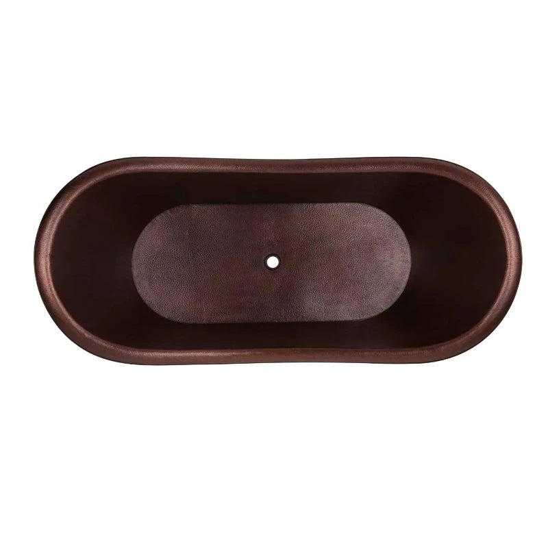 Coppersmith Creations Hammered Dark Copper Double Slipper Bathtub 1800mm top view