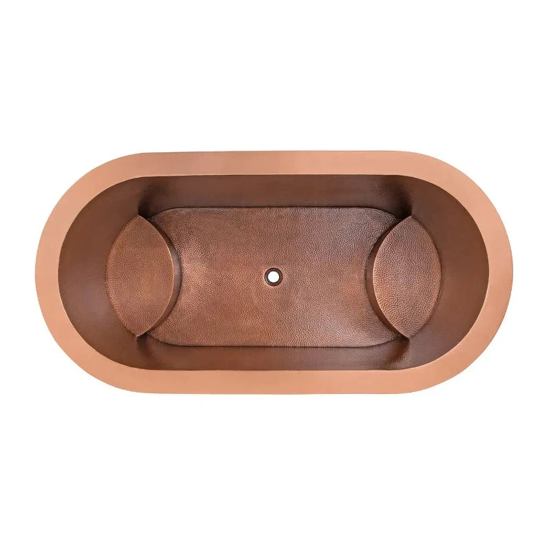 Coppersmith Creations Japanese Soaking Tub Double Wall Hammered Antique Copper Bathtub top view